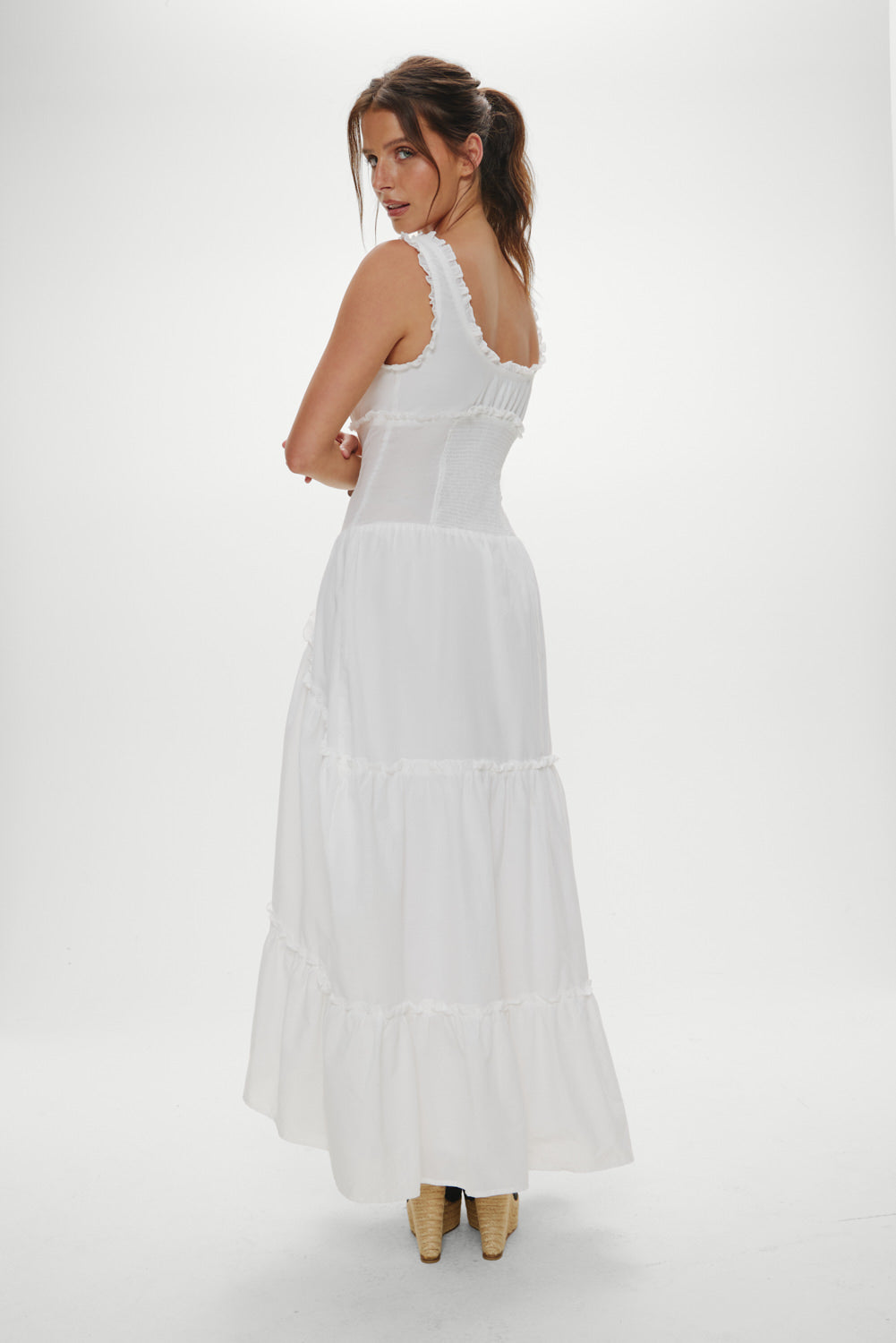 Keepsake Cotton Ruffle Maxi Dress - Daisy White - Image 4
