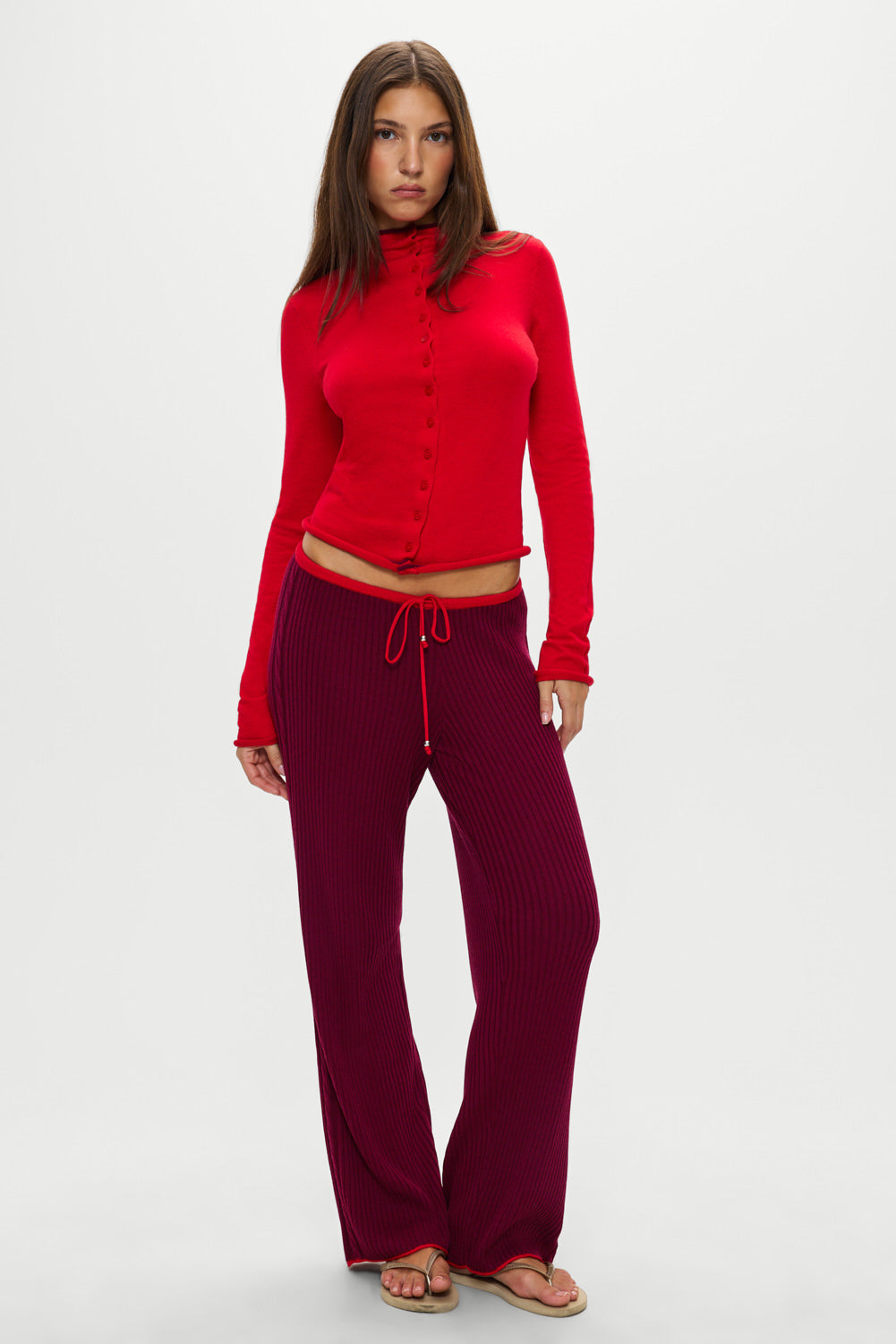Alternative view of Leo Knit Button Up Cardigan - Ember