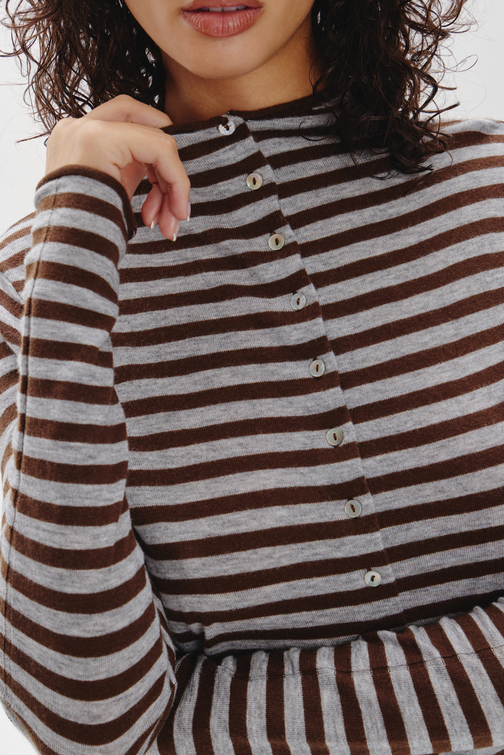 Leo Knit Button Up Cardigan - Pebble - Image 4