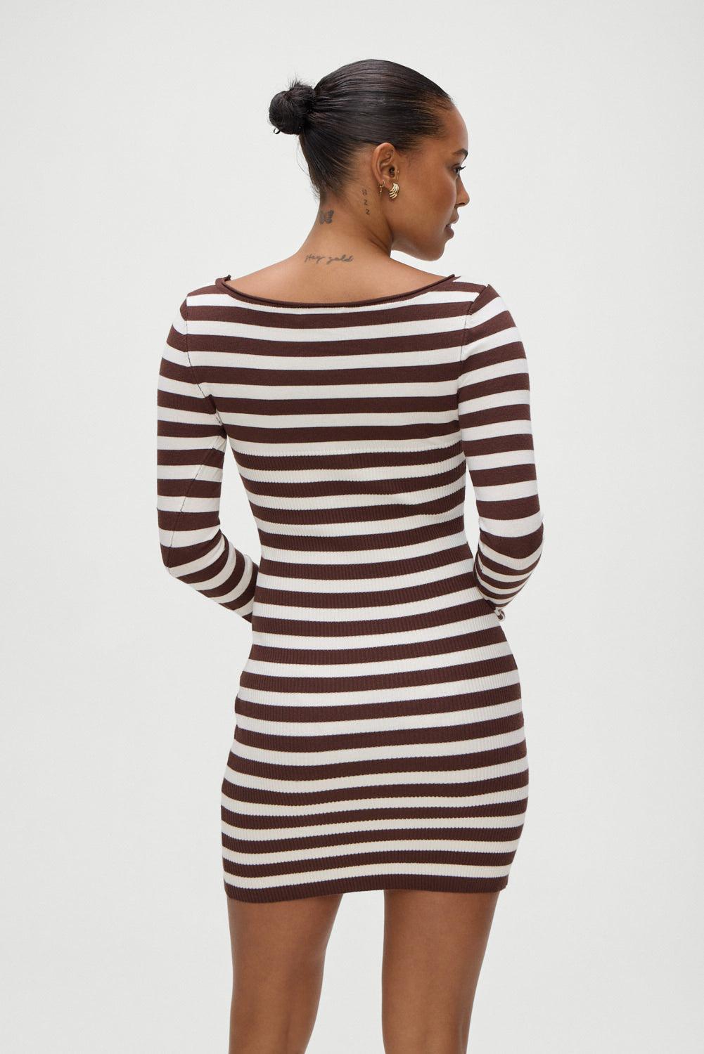 Alternative view of Luca Knit Mini Dress - Brown Sugar Stripe