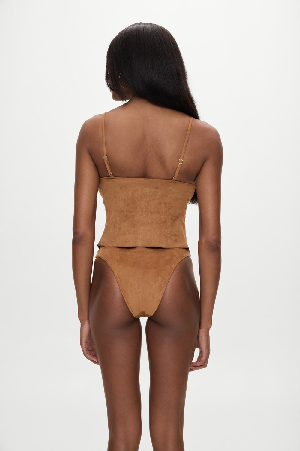 X Bella Hadid Lucy Suede Tankini Bikini Top - Sunkissed Suede - Image 4