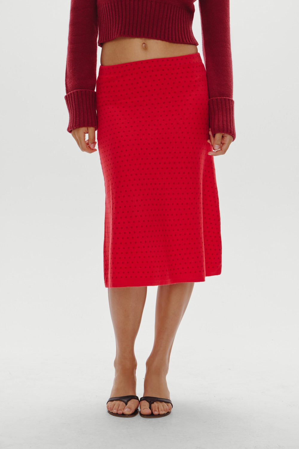 Alternative view of Magnolia Knit Midi Skirt - Cranberry