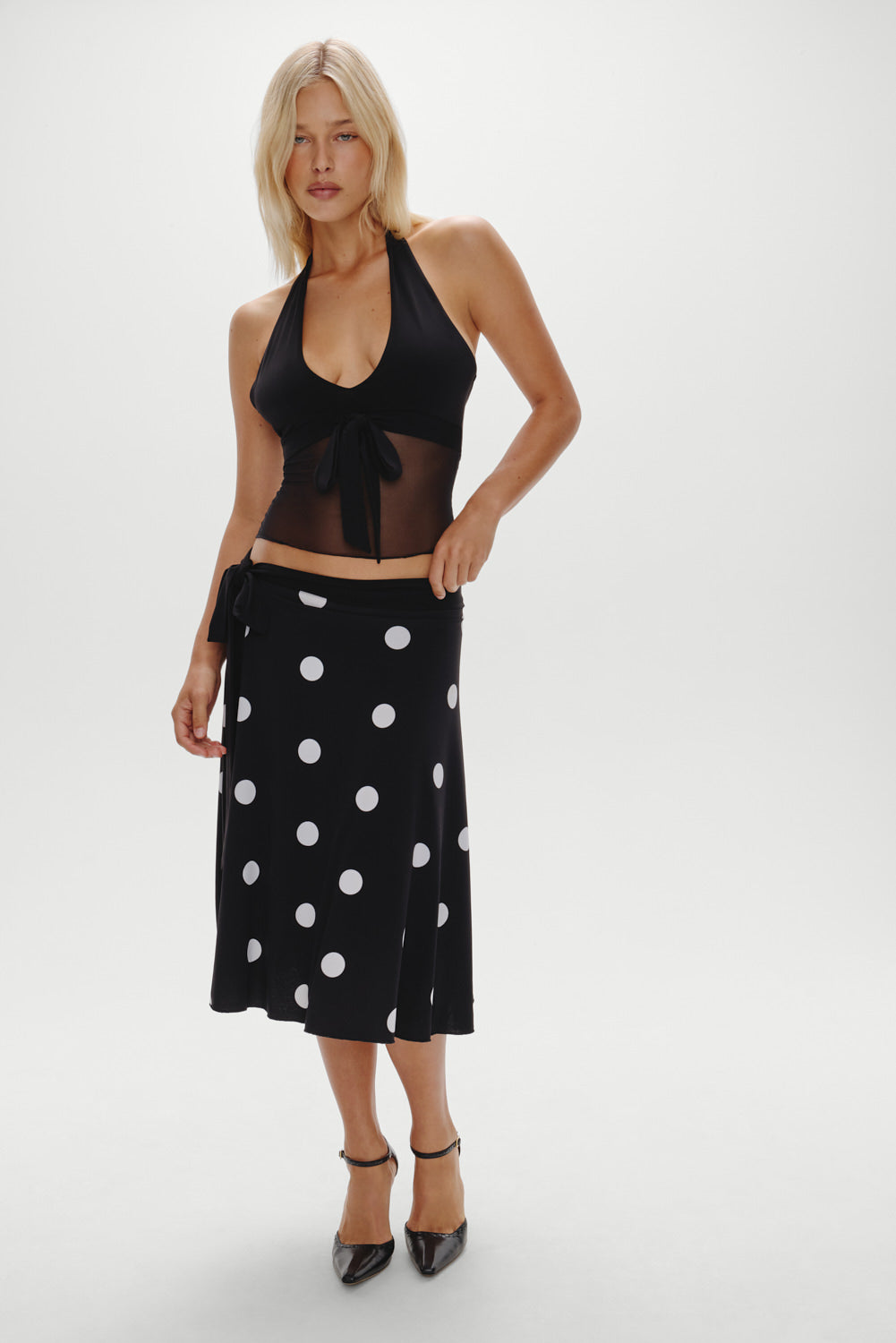May Mesh Knit Halter Top - Black - Image 4