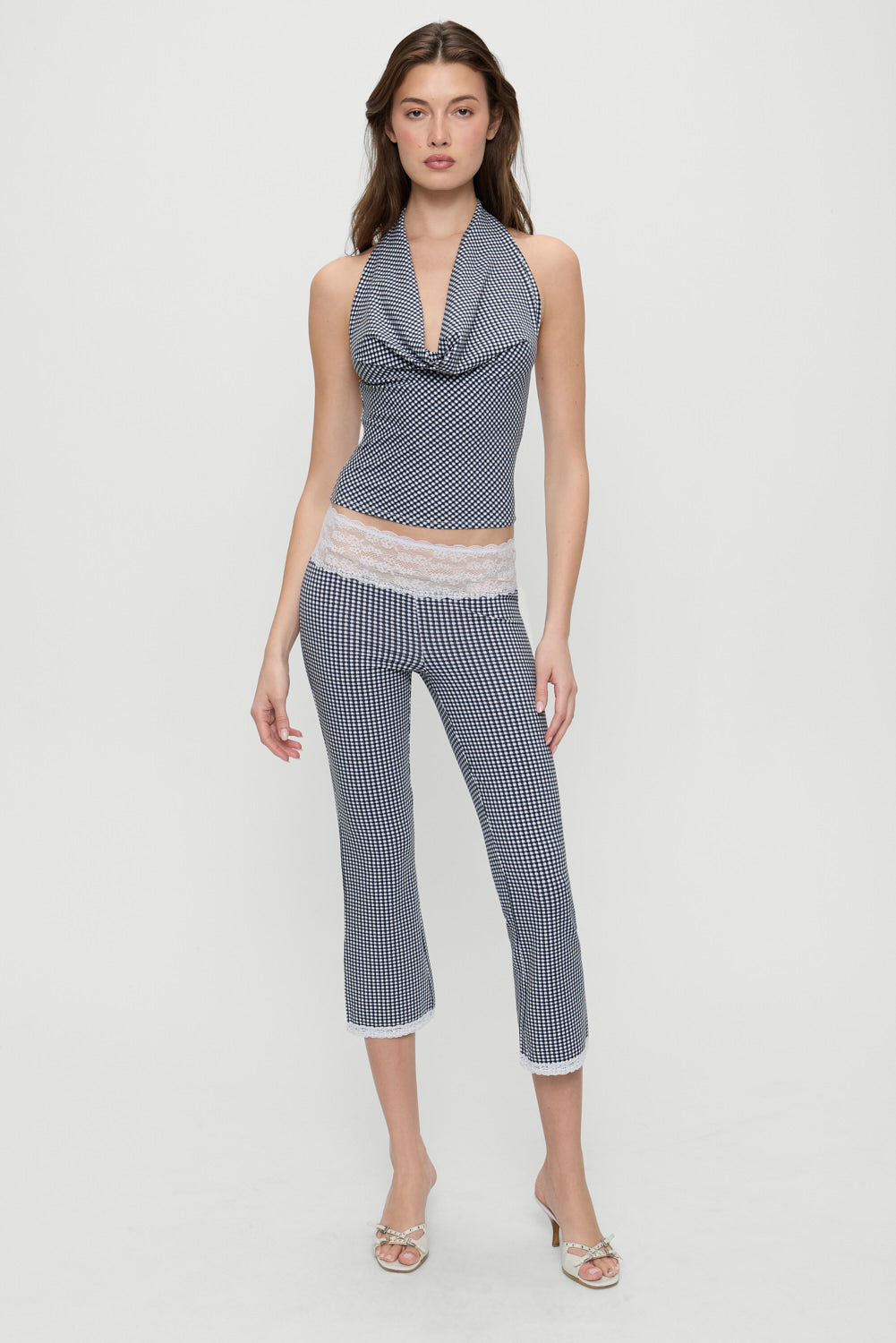 Alternative view of Nikki Gingham Capri Pants - Midnight Wishes