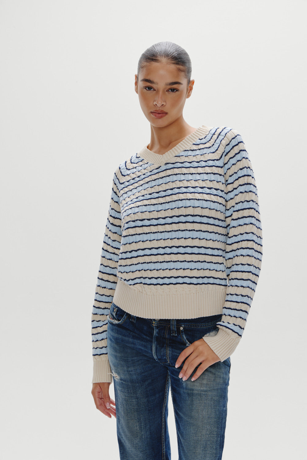 Piper Cotton Knit Sweater - Lighthouse - Image 2