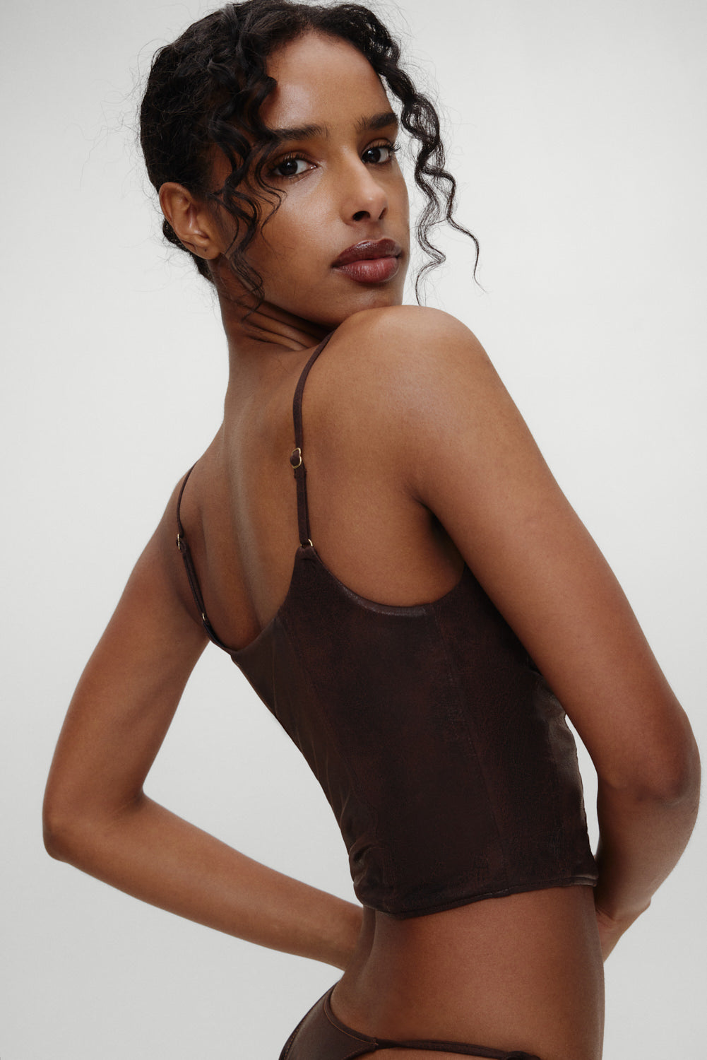 X Bella Hadid Ranch Corset Bikini Top - Cocoa - Image 4