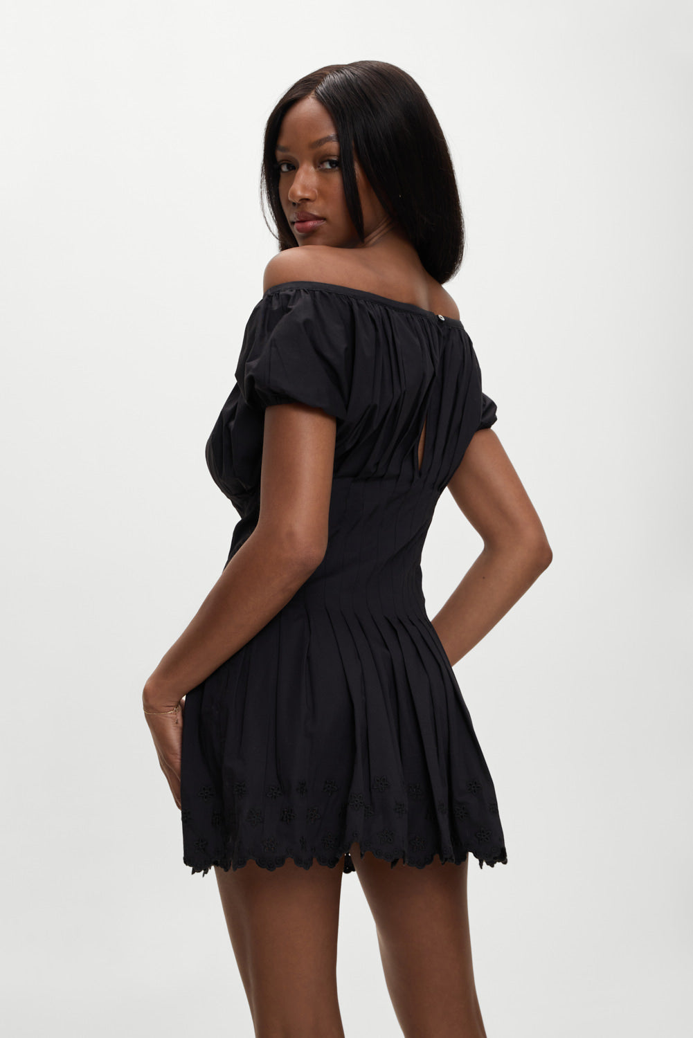 Sadie Embroidered Mini Dress - Black - Image 4