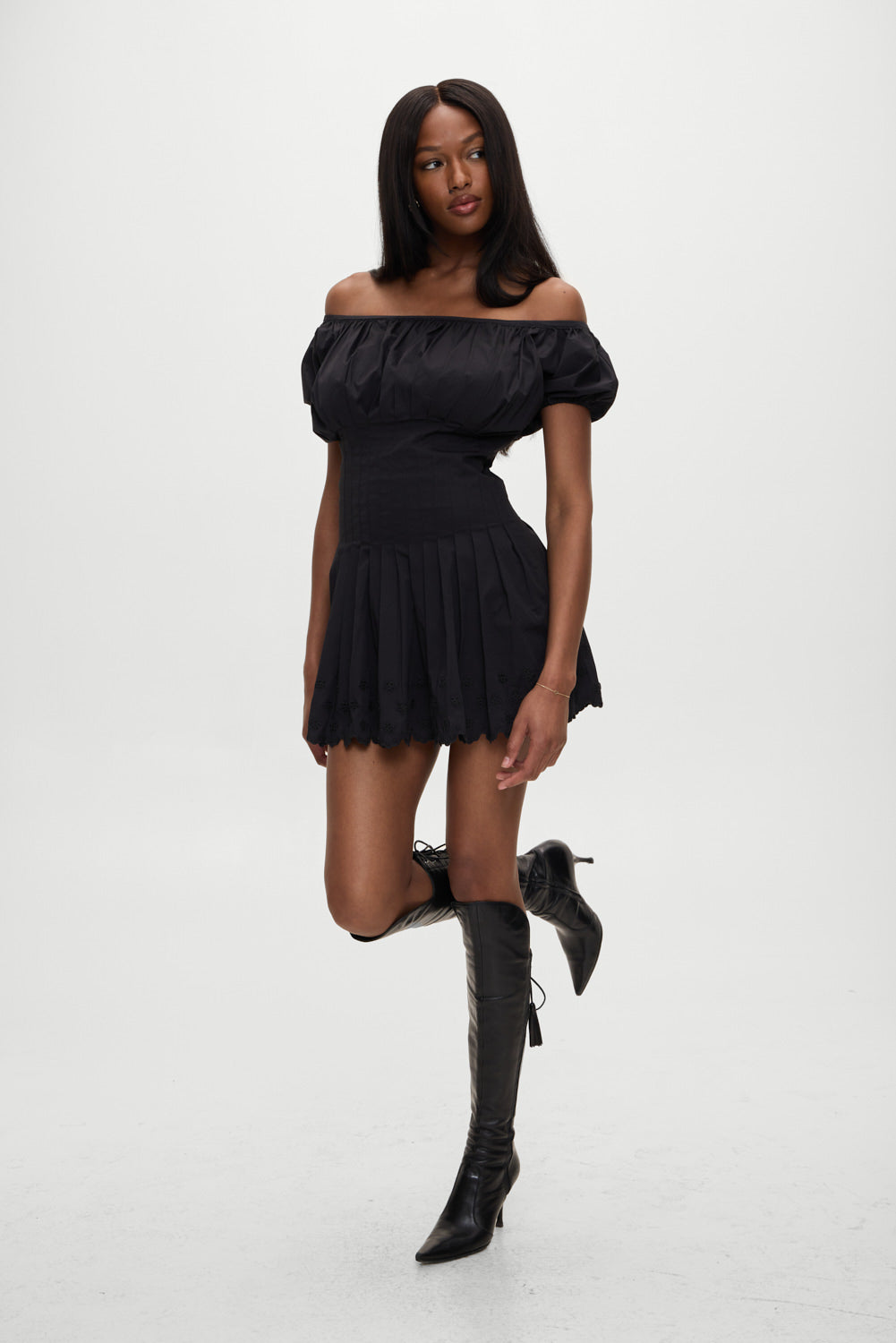 Sadie Embroidered Mini Dress - Black - Image 6