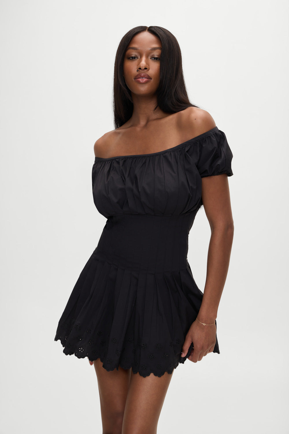 Sadie Embroidered Mini Dress - Black - Image 7