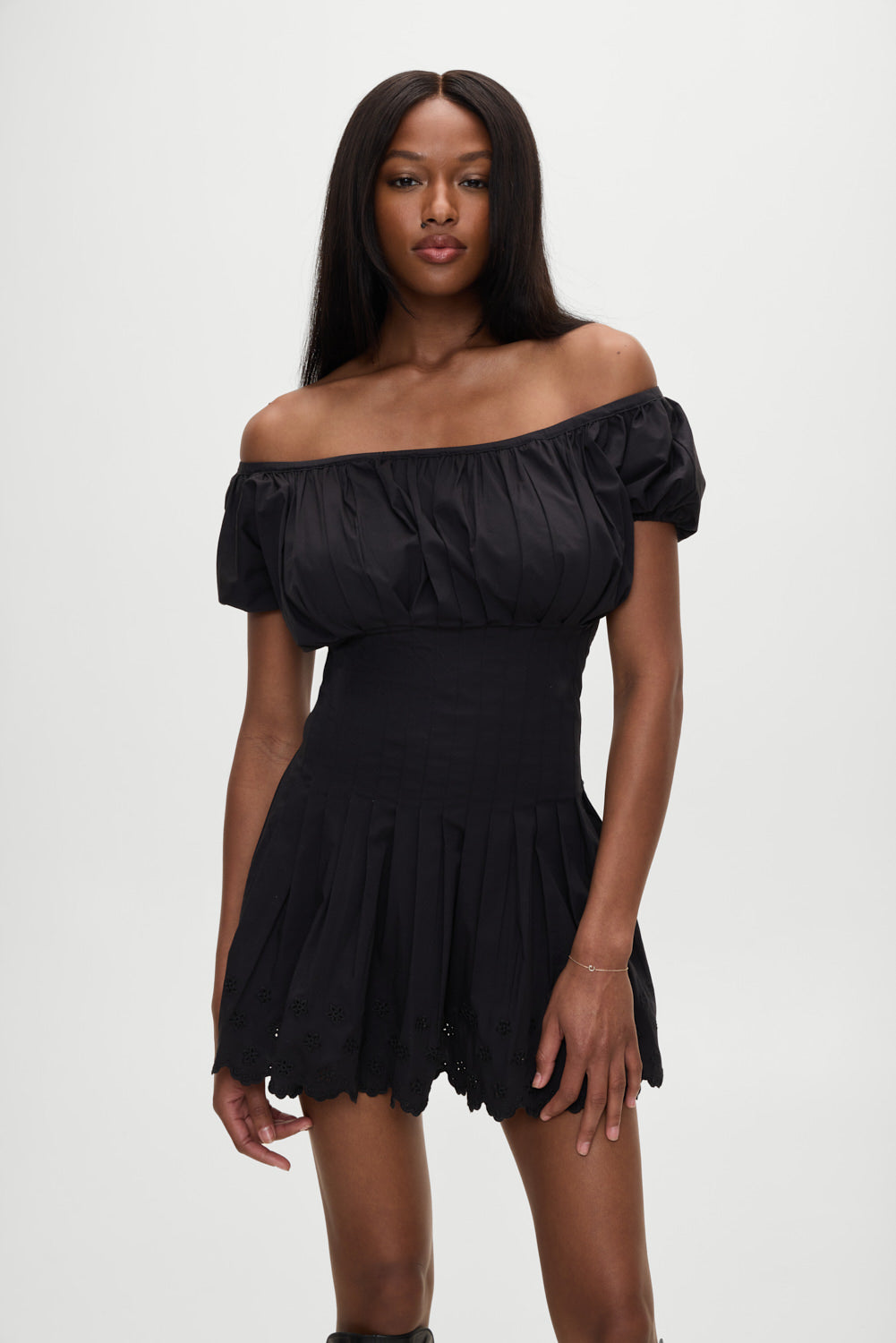 Sadie Embroidered Mini Dress - Black - Image 8