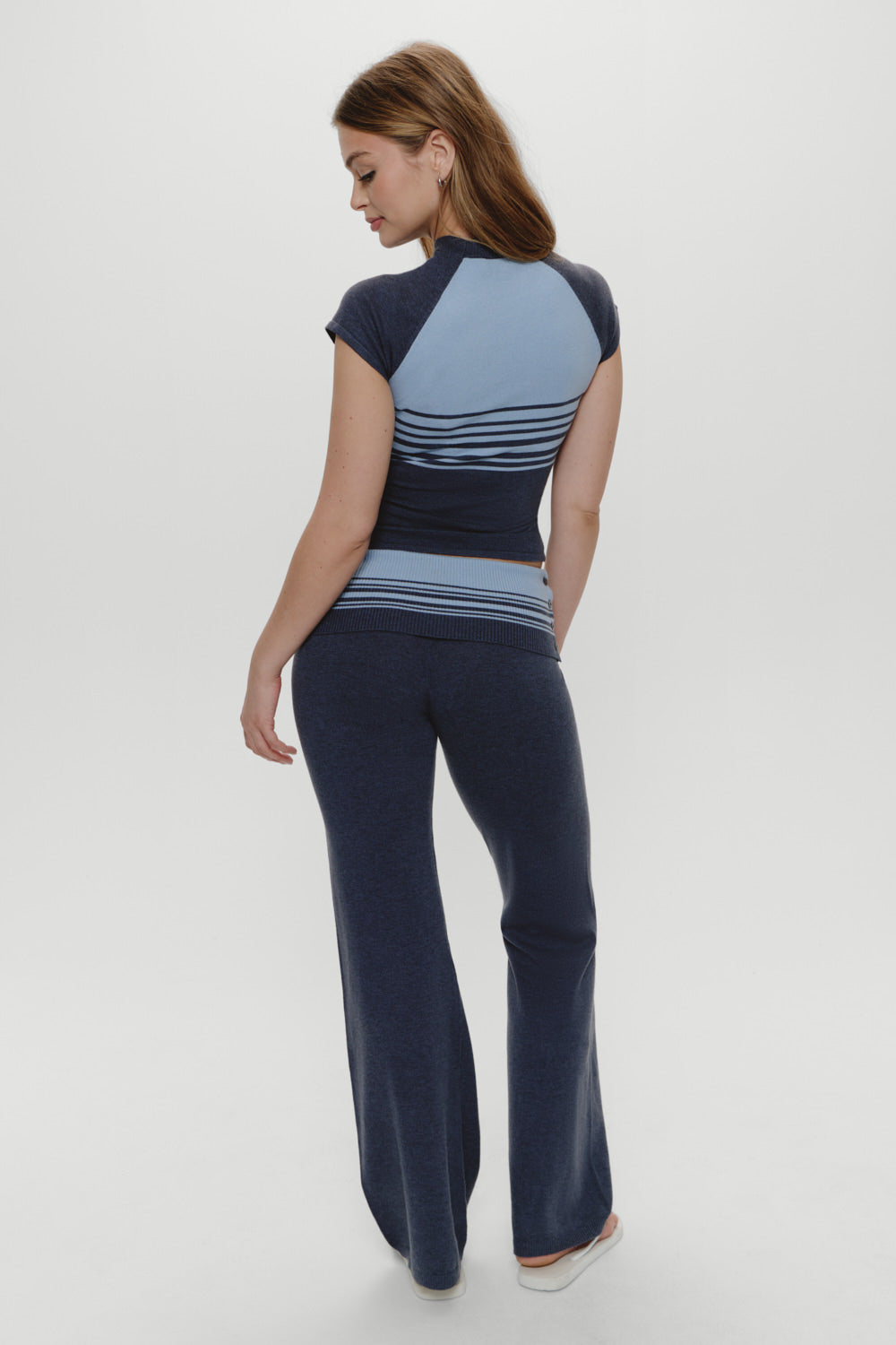 Shore Low Rise Knit Pants - Stone Stripe - Image 7