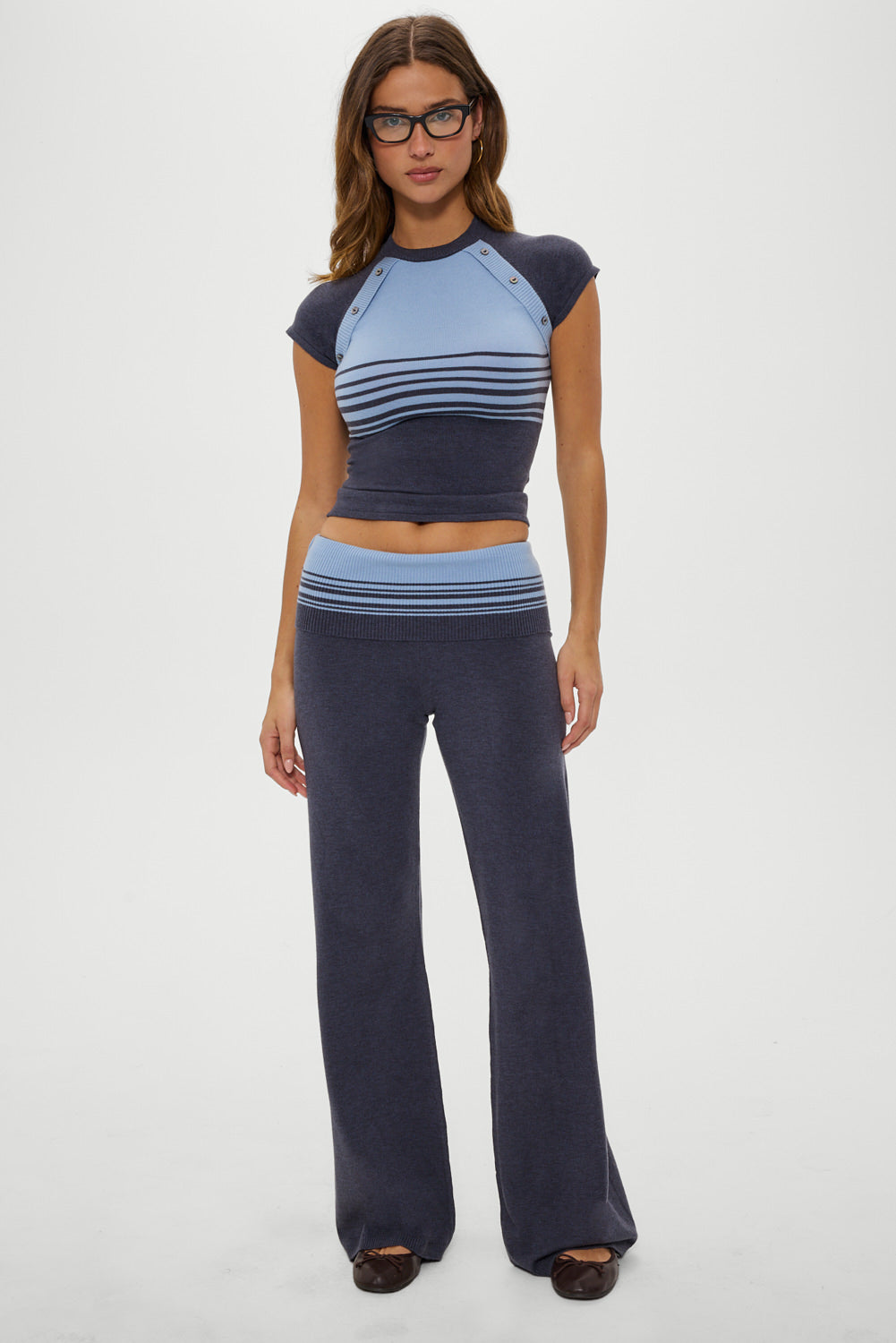 Alternative view of Shore Low Rise Knit Pants - Stone Stripe