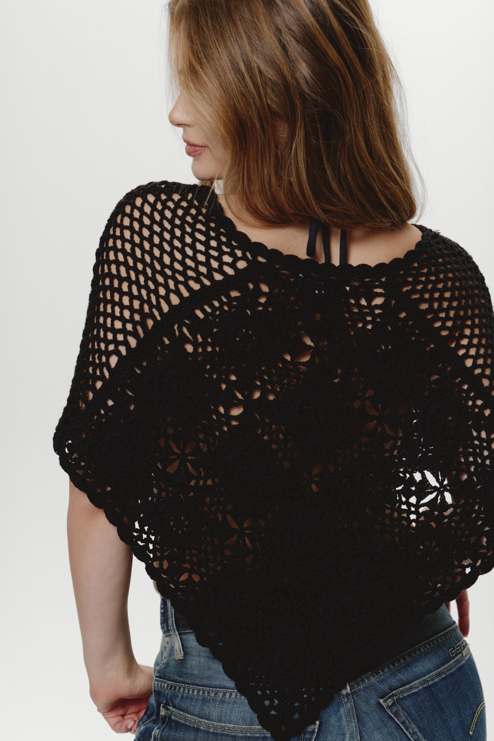 Sophie Crochet Poncho - Black - Image 4