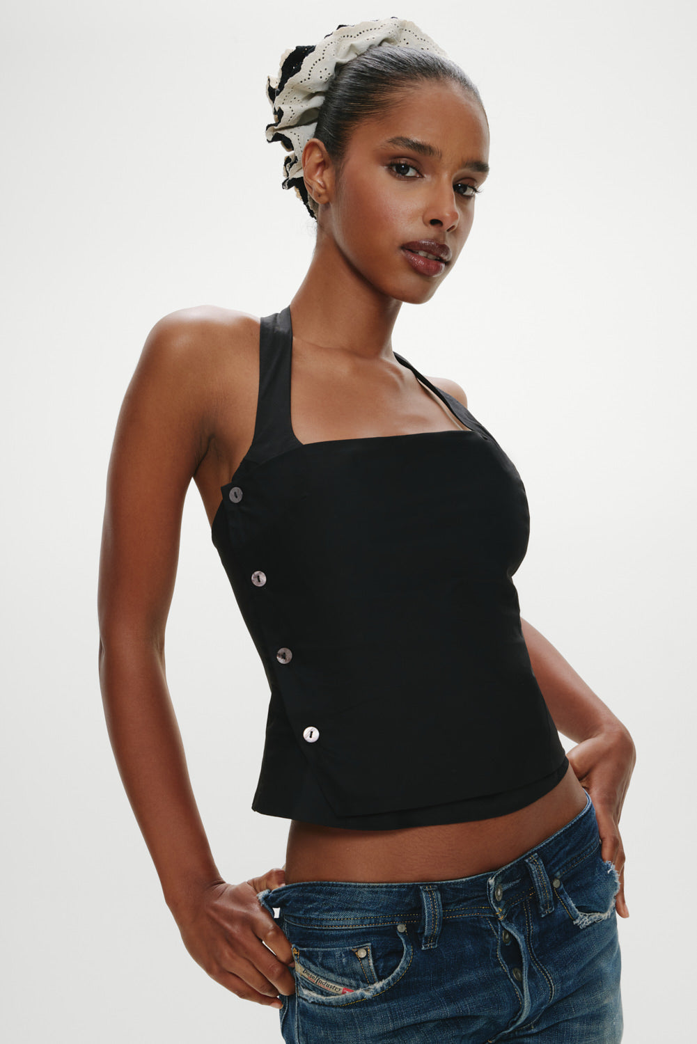 Alternative view of Sterling Cotton Wrap Halter Top - Midnight Serenade