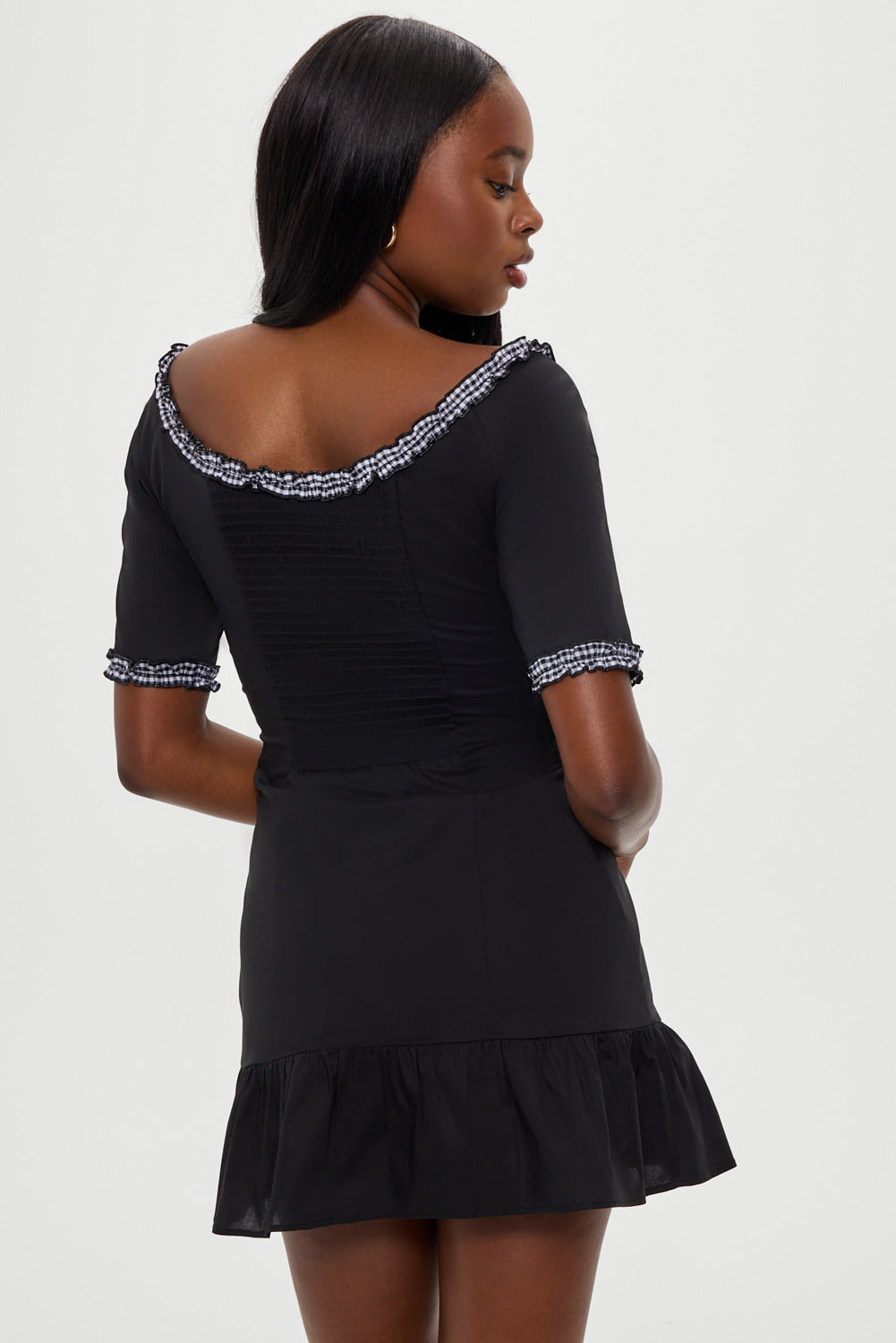 Sweet Dreams Cotton Mini Dress - Black - Image 4