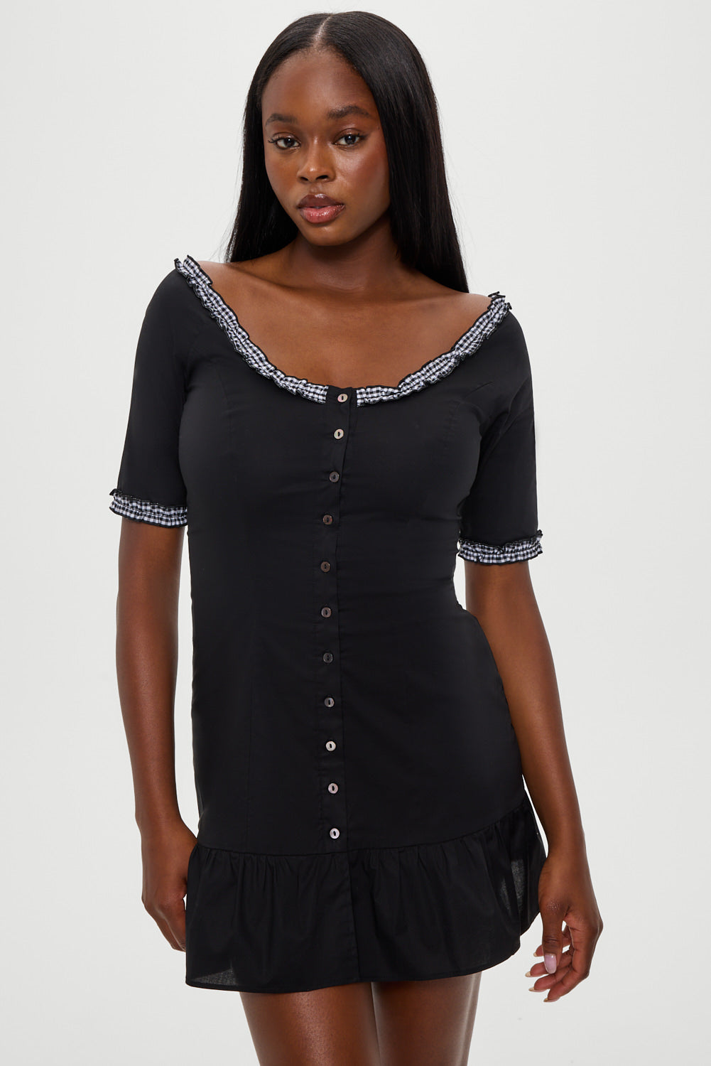 Sweet Dreams Cotton Mini Dress - Black - Image 5