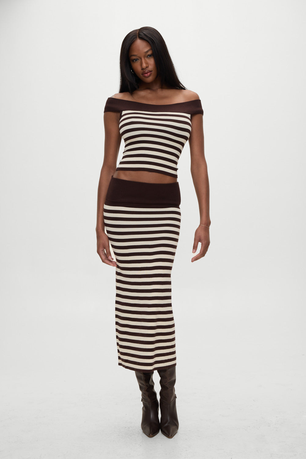 X Bella Hadid Tucker Knit Top - Cowboy Stripe - Image 2