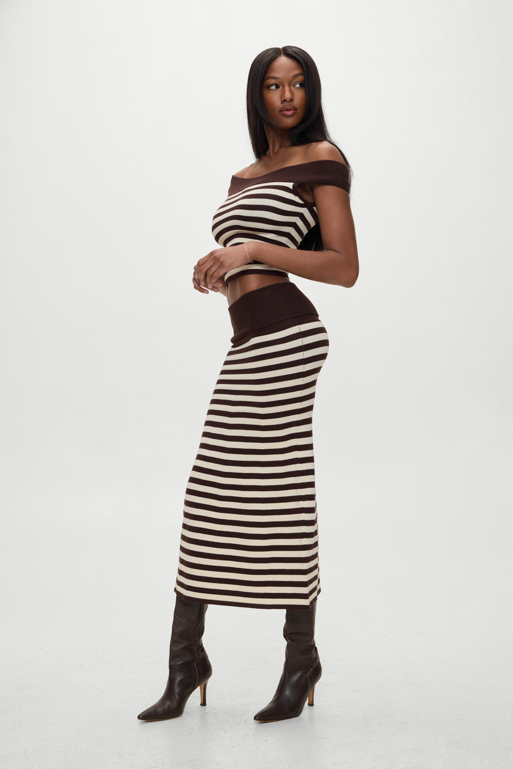 X Bella Hadid Tucker Knit Top - Cowboy Stripe - Image 6