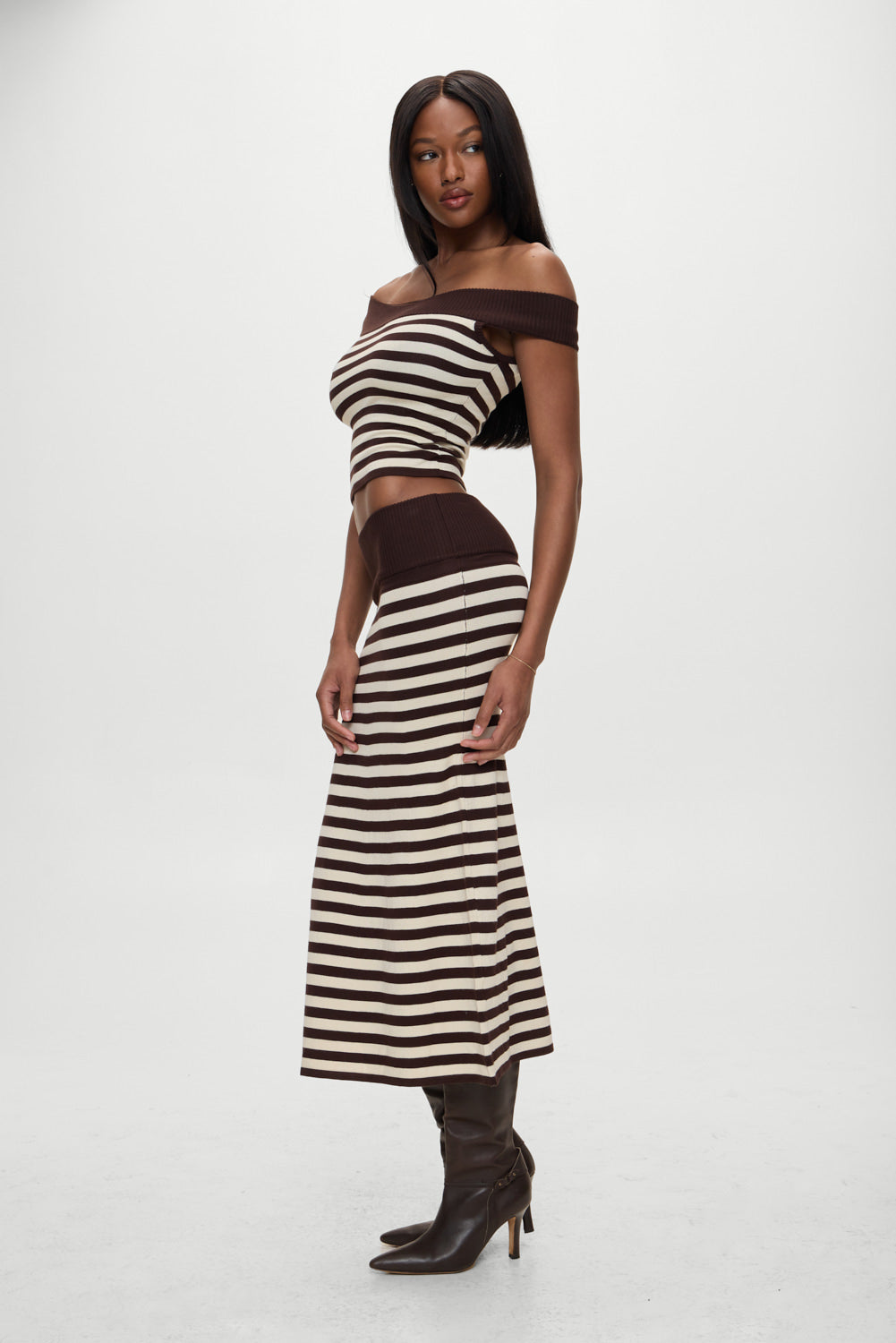 Alternative view of X Bella Hadid Tucker Knit Midi Skirt - Cowboy Stripe