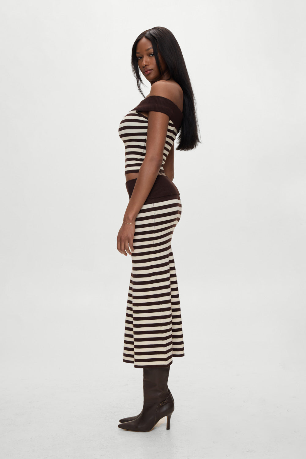 X Bella Hadid Tucker Knit Top - Cowboy Stripe - Image 4