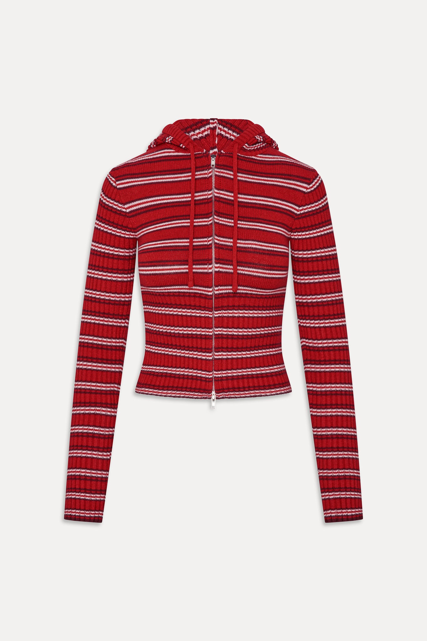 Heritage Zip Up Knit Hoodie - Strawberry Stripe - Image 3