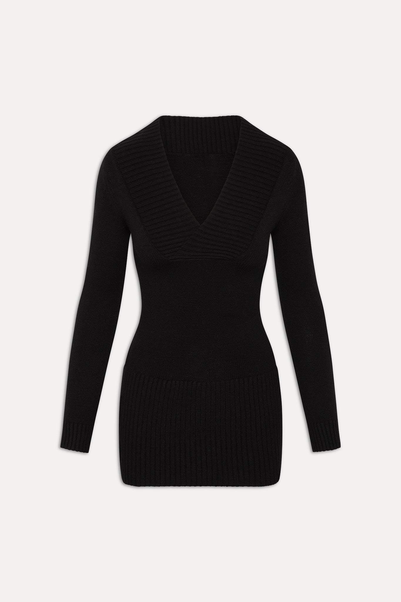 Jade Long Sleeve Knit Mini Dress - Black - Image 3