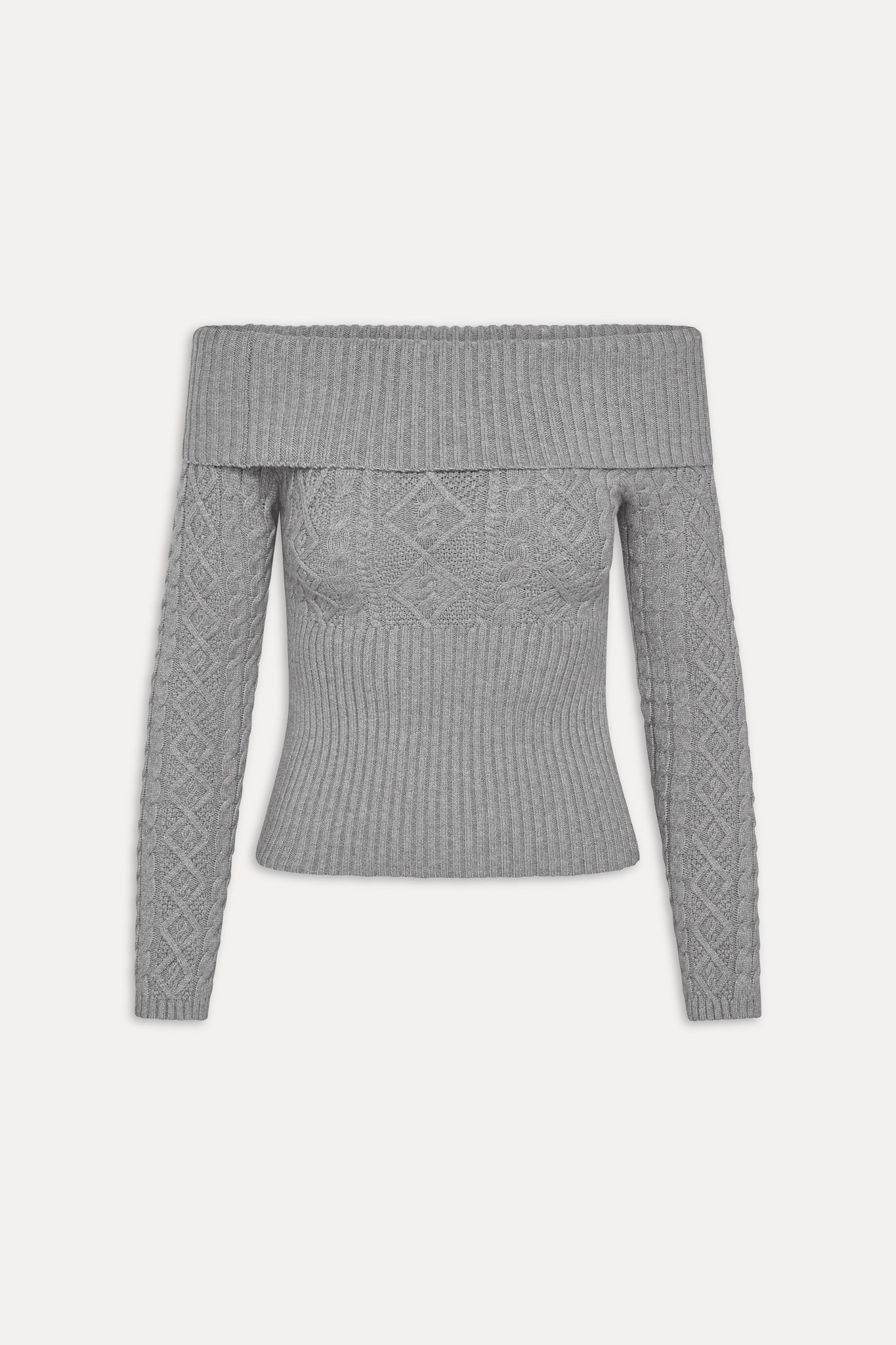 Jazz Off The Shoulder Knit Sweater - Cloud Cover - Image 3