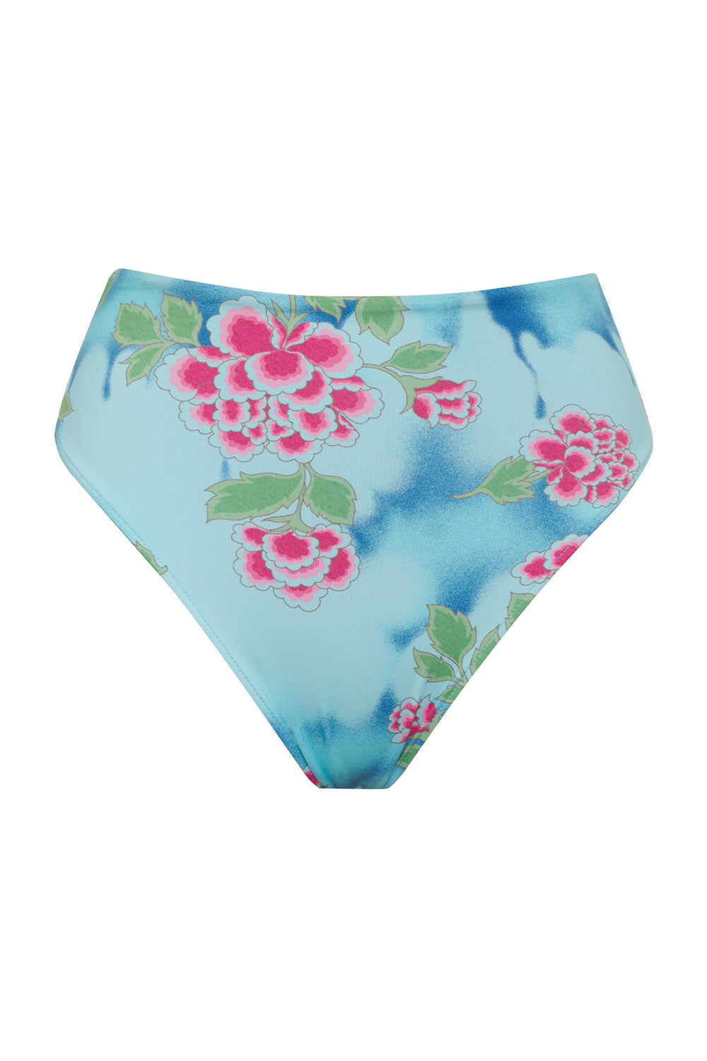 Jenna Floral High Waist Bikini Bottom - Blue Daiquiri - Image 5