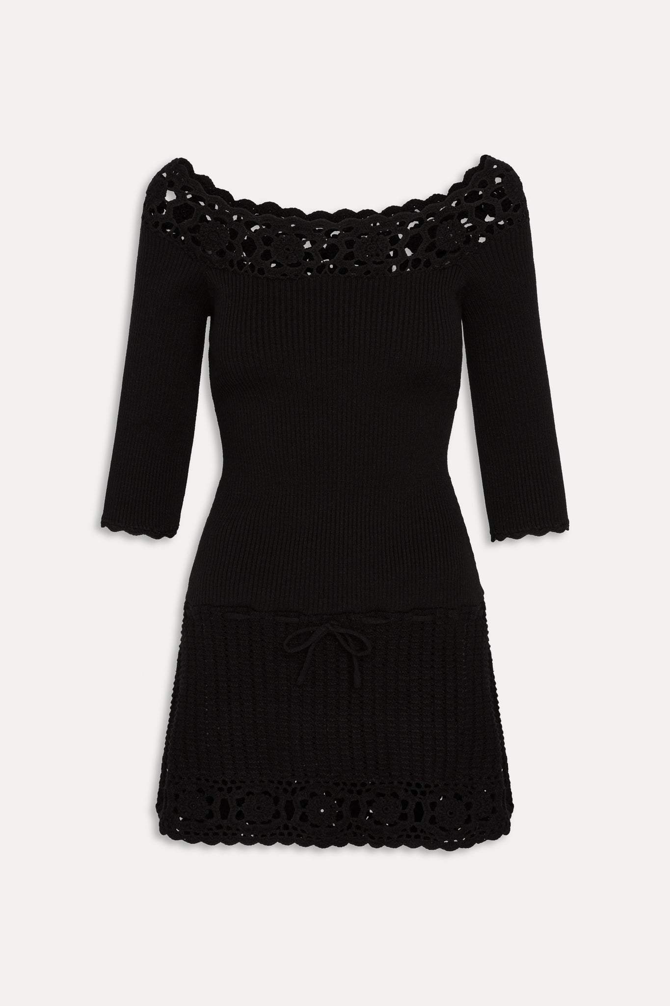 Kaia Crochet Knit Mini Dress - Black - Image 3