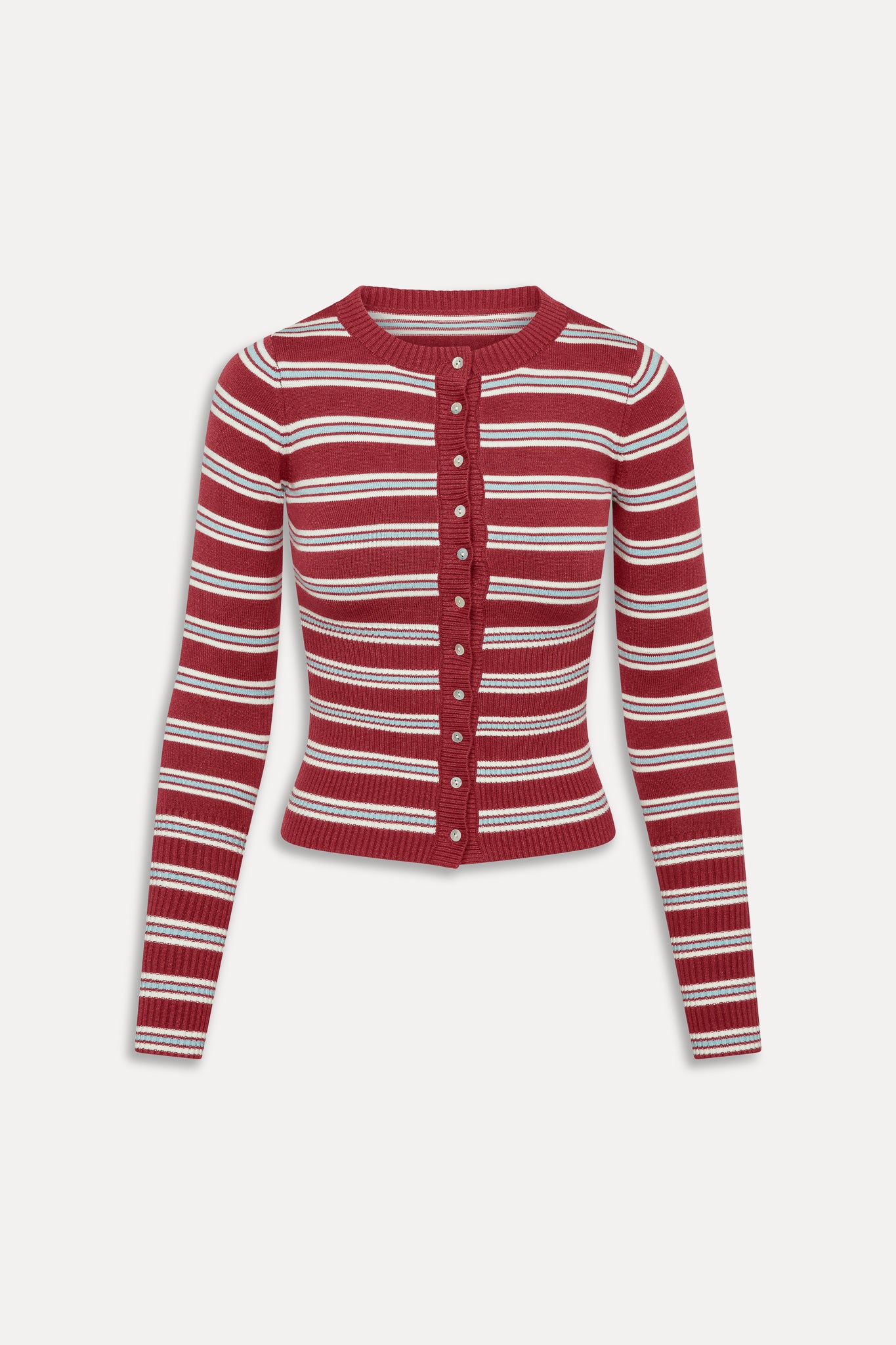 Lenon Button Up Knit Sweater - Collegiate Stripe - Image 3