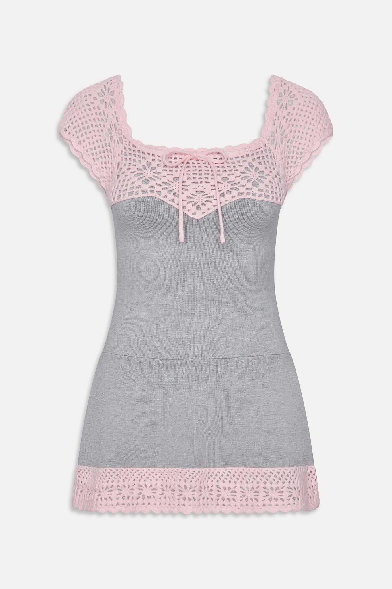 Lover Crochet Knit Mini Dress - Pink Flora - Image 3