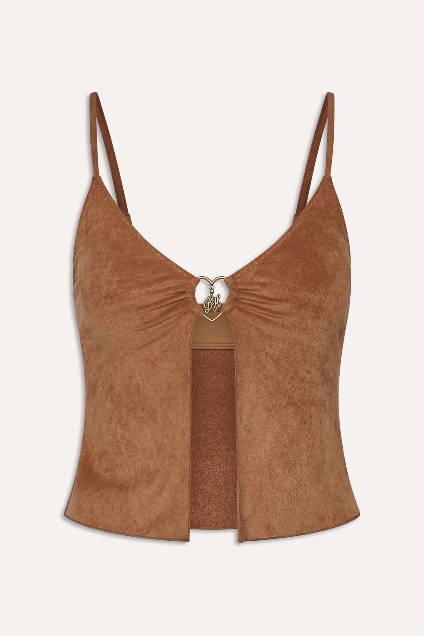 X Bella Hadid Lucy Suede Tankini Bikini Top - Sunkissed Suede - Image 3