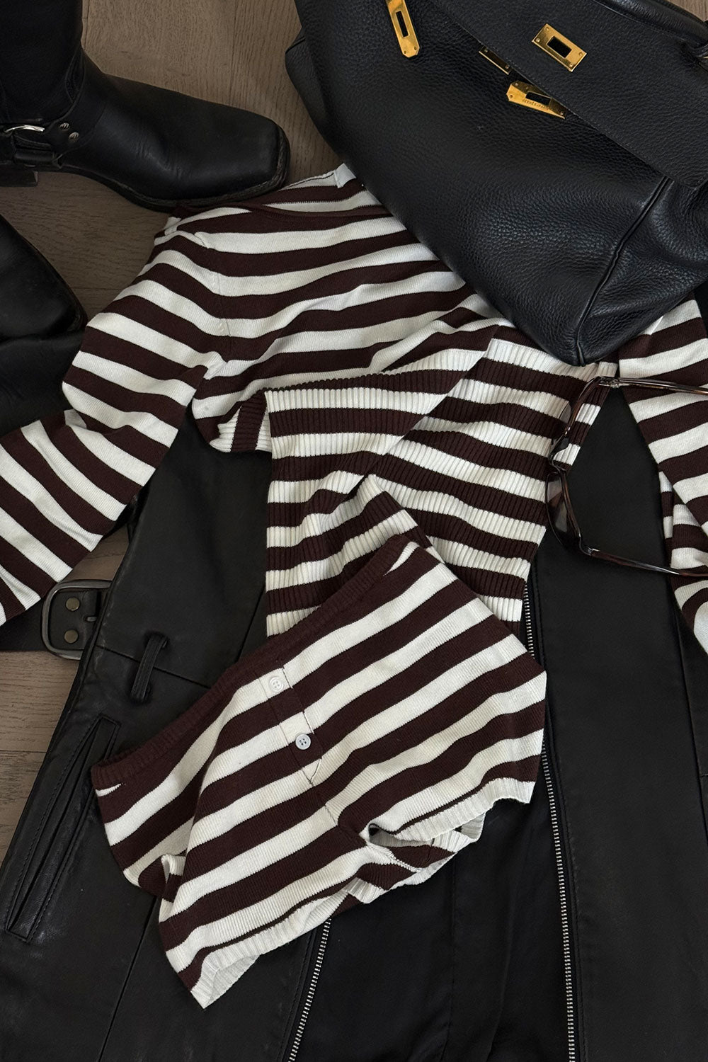Alternative view of Bradley Knit Booty Shorts - Brown Sugar Stripe