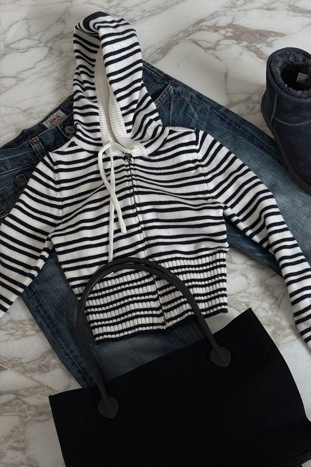 Aimee Knit Zip Up Hoodie - Starlit Stripe - Image 3