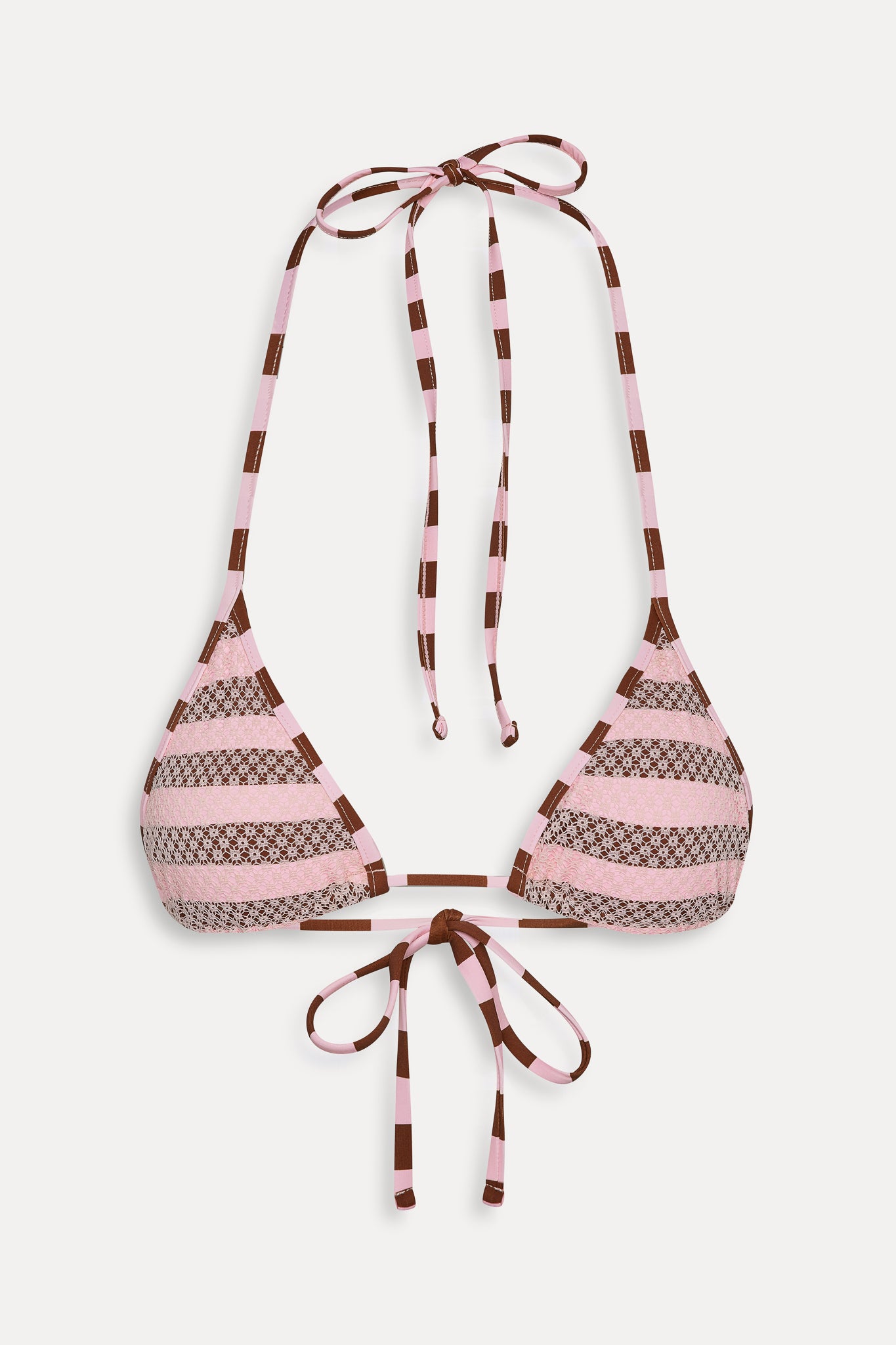 Nick Mesh Striped Bikini Top - Strawberry Chocolate - Image 3