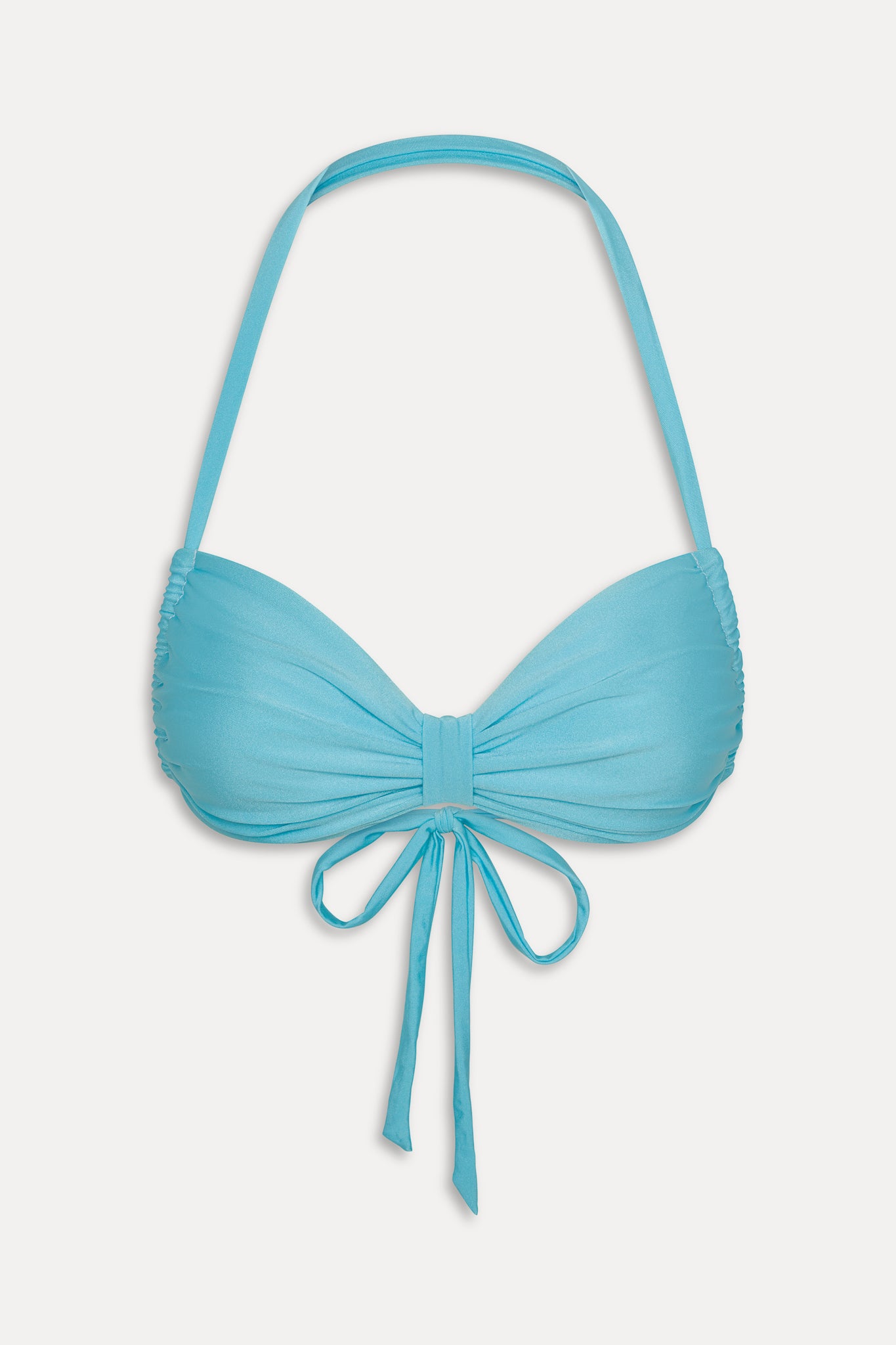 Reece Satin Halter Bikini Top - Cyan Shine - Image 3
