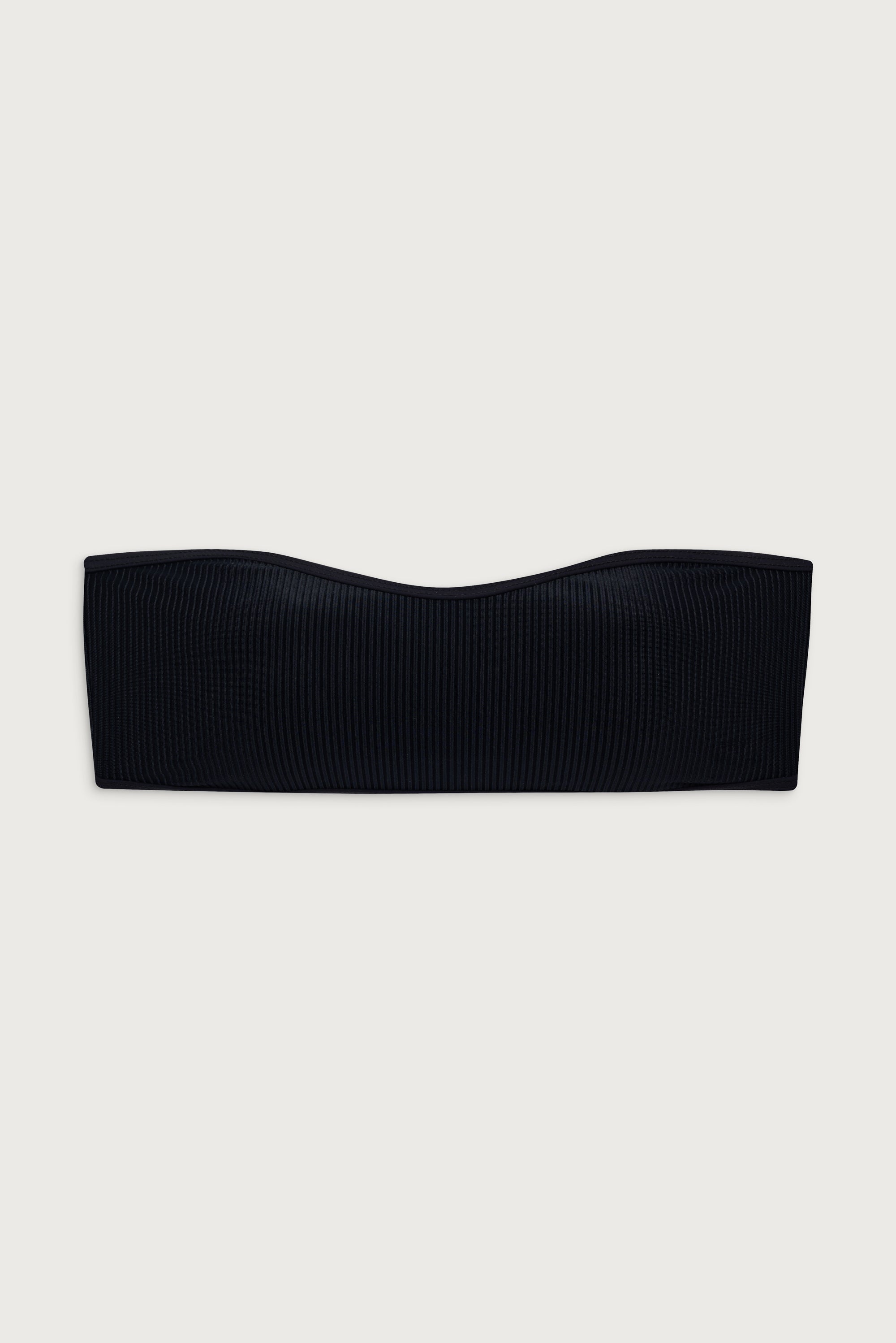 Rosabella Ribbed Bandeau Bikini Top - Black - Image 3