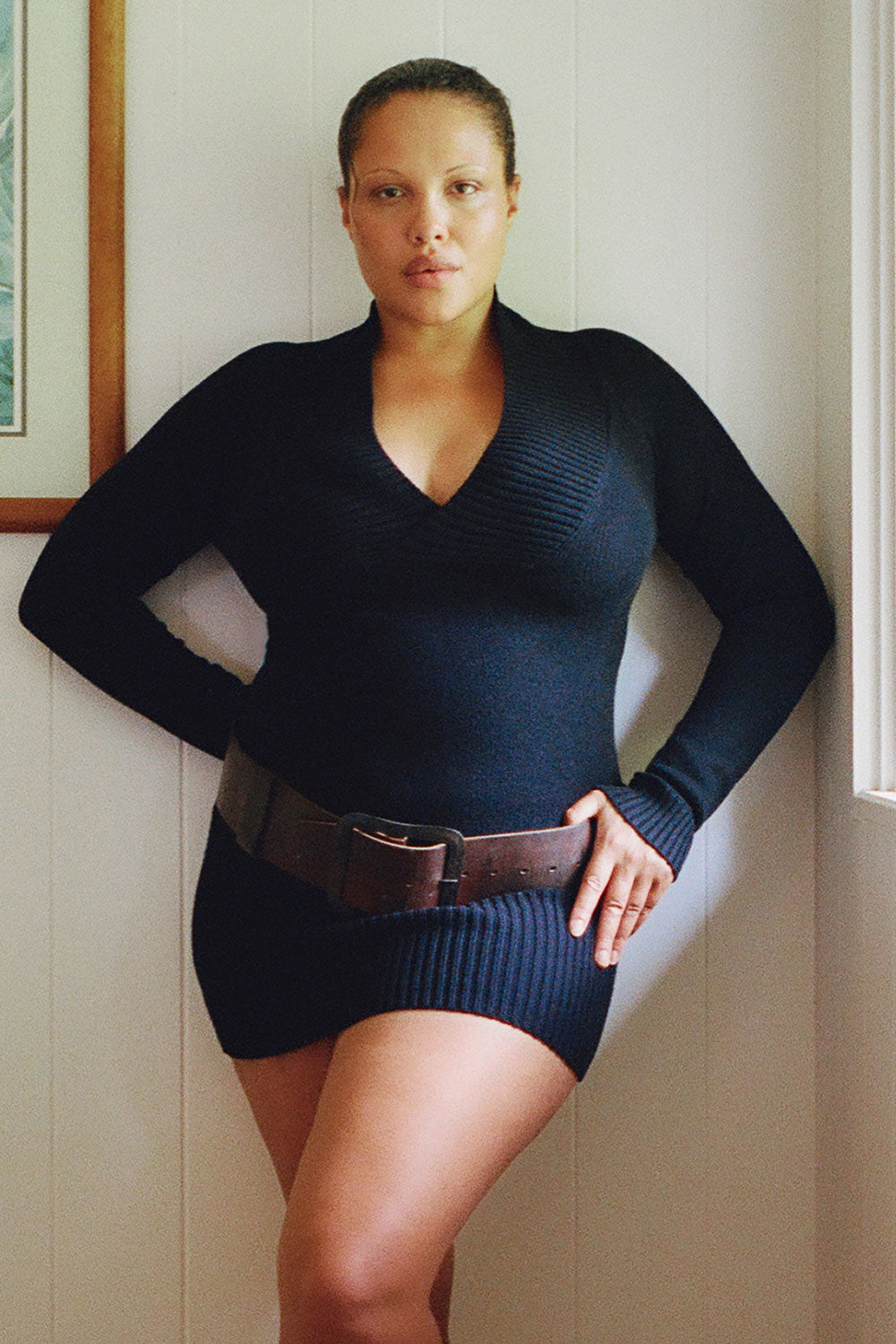 Jade Long Sleeve Knit Mini Dress - Black - Image 6