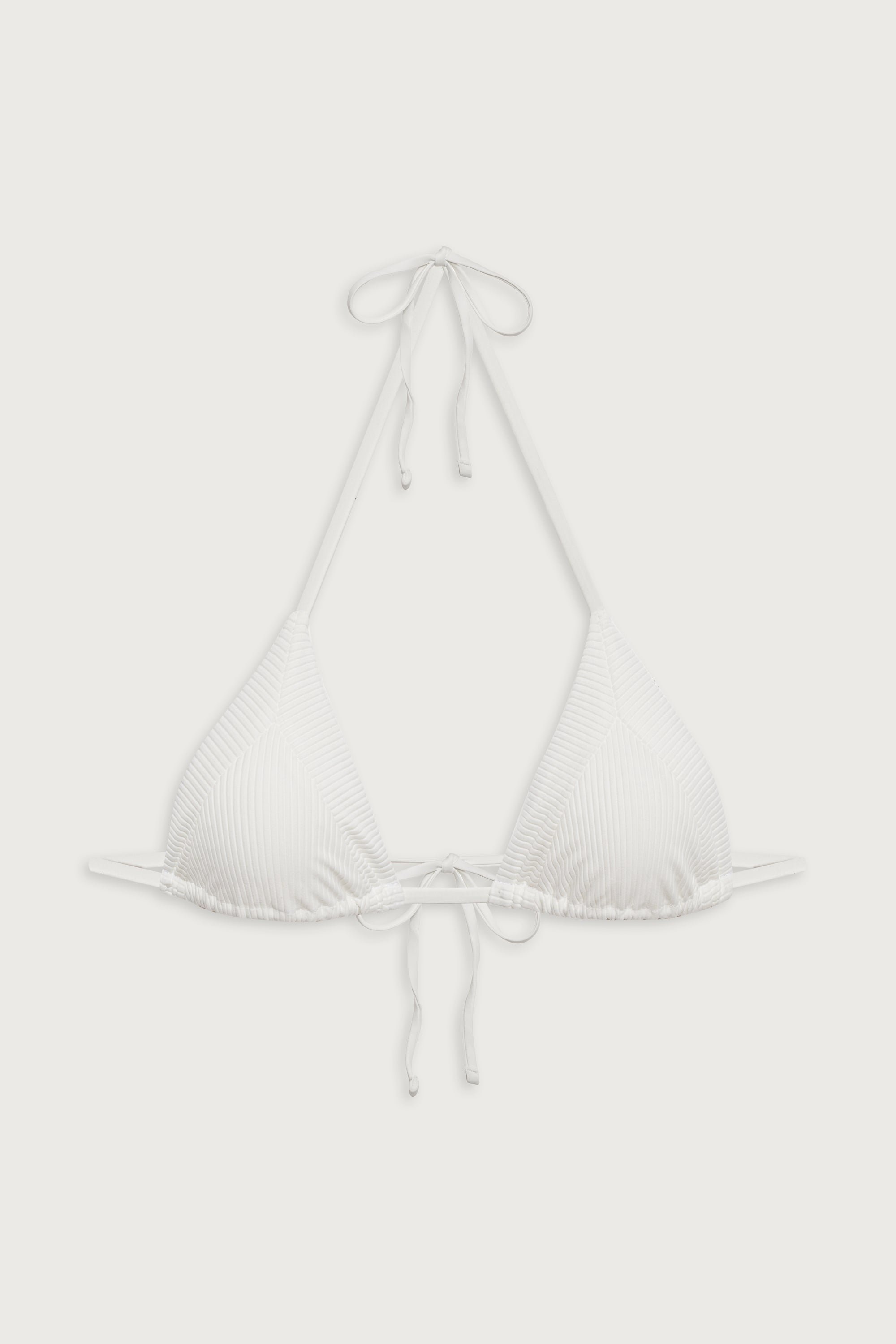 Sky Triangle Ribbed Bikini Top - White - Image 3
