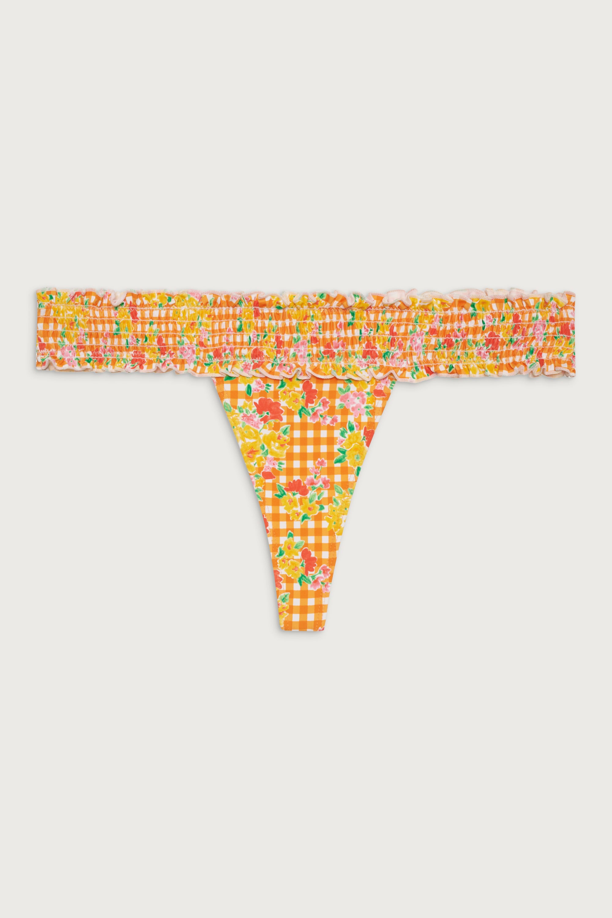 Sofia Floral Micro Bikini Bottom - Marigold Gingham - Image 3